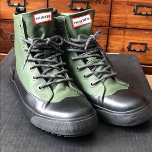 Hunter/Target Green Canvas Rain Boots Men sz 7.5